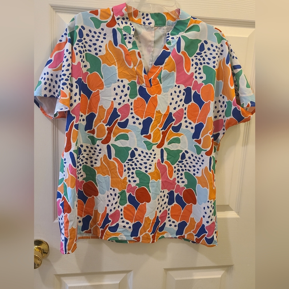SHEIN Multicolor Abstract Print Blouse